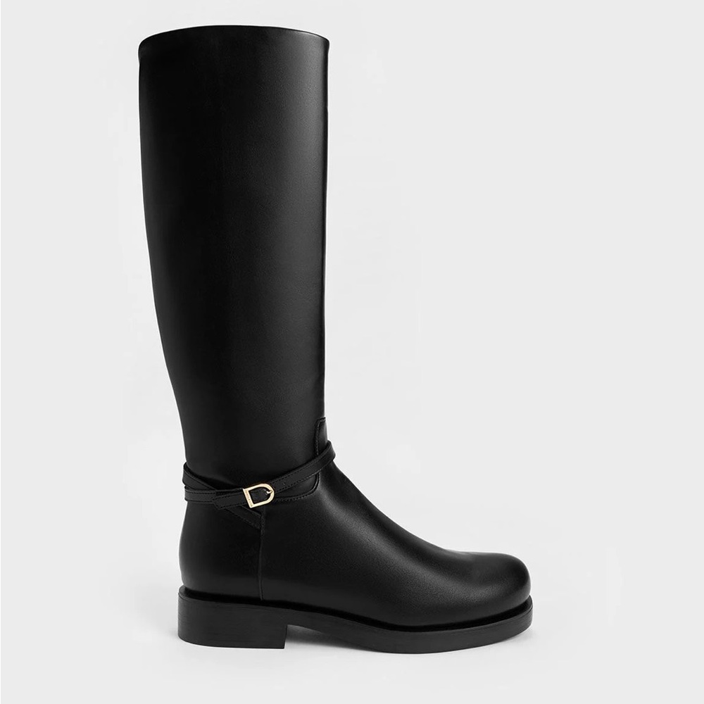 Charles & Keith Belted Knee-High Riding Boots - size 8